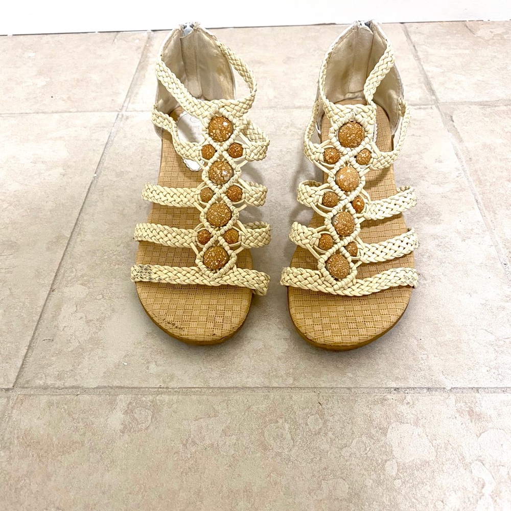 beige platform sandals